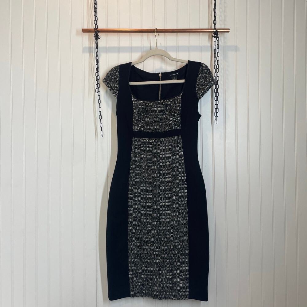 Club Monaco Navy Wool Cotton BLend Cap Sleeve Knee Length Sheath Dress Size 2
